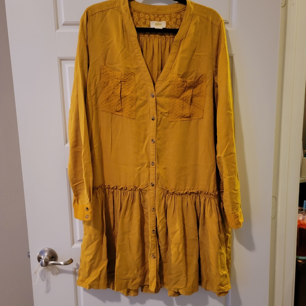 Anthropologie Maeve Floral Button-Down Dress
